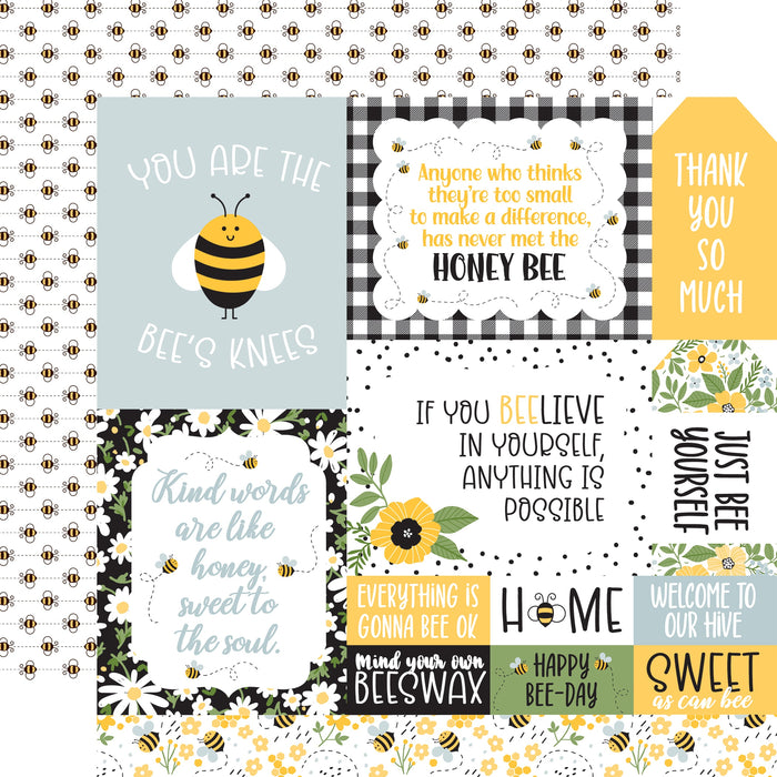 Bee Happy Double-Sided Cardstock 12"X12"-Multi Journaling Cards
