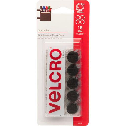 VELCRO(R) Brand Sticky Back Coins .625" 15/Pkg-Black