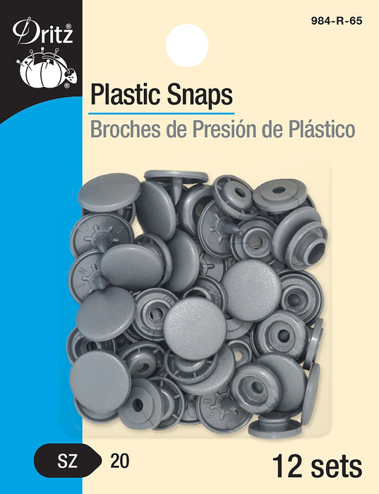 Dritz Plastic Snaps Size 20 12/Pkg-Round, Silver Matte Finish