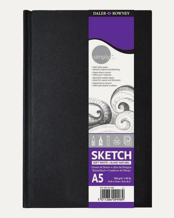 Daler-Rowney - Simply - Hardboard Sketch Book A5 Soft White
