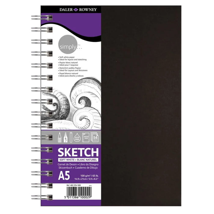 Daler Rowney - Simply Sketch Book Espiral Soft White 100g 54 Fls - A5 14.9x21cm