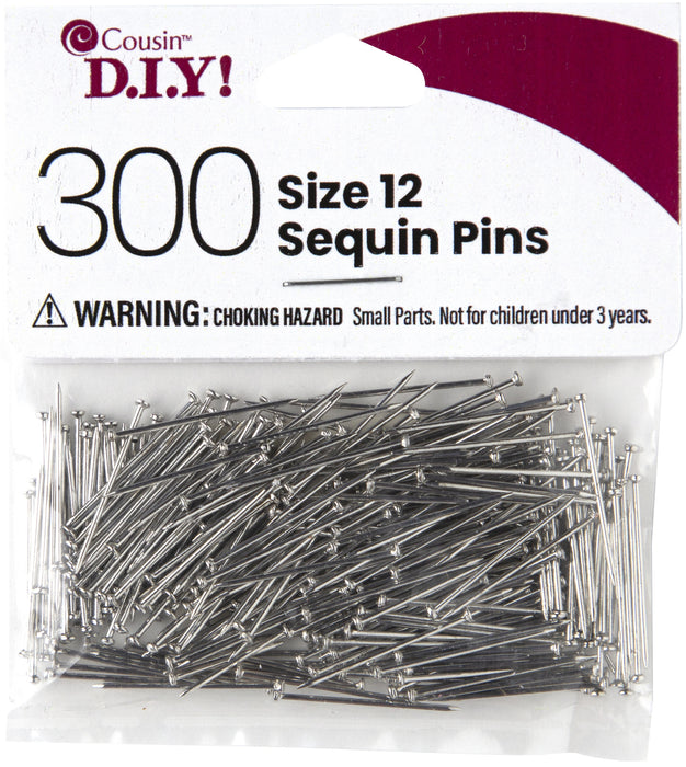 CousinDIY Sequin Pins 300/Pkg-Size 12, Silver