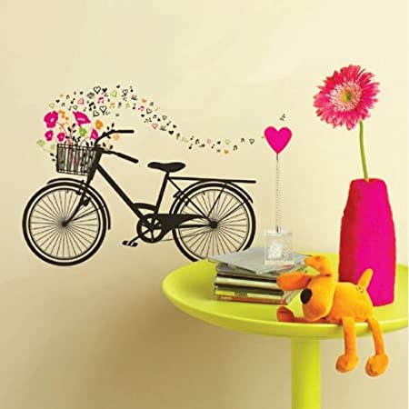 DCWV - Designer Wall Lettering - Bike with Basket Flowers