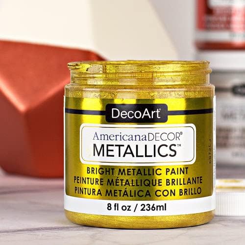 DecoArt Americana Metallics 24K Gold Paint, 3 Pack 8oz Metallic 24K Gold Acrylic Paint