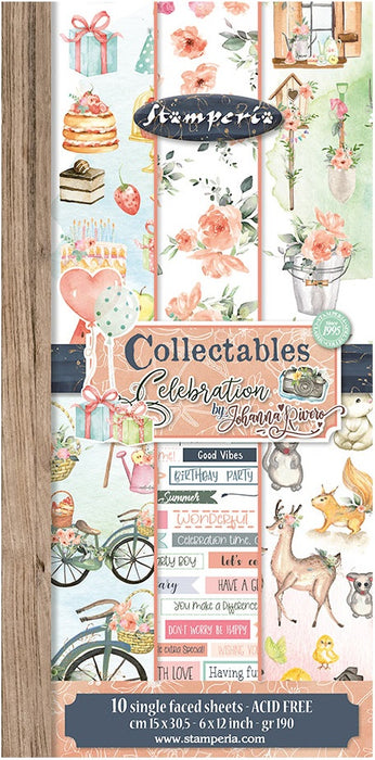 Stamperia Collectables Single-Sided Paper 6"X12" 10/Pkg-Celebration, 10 Designs/1 Each