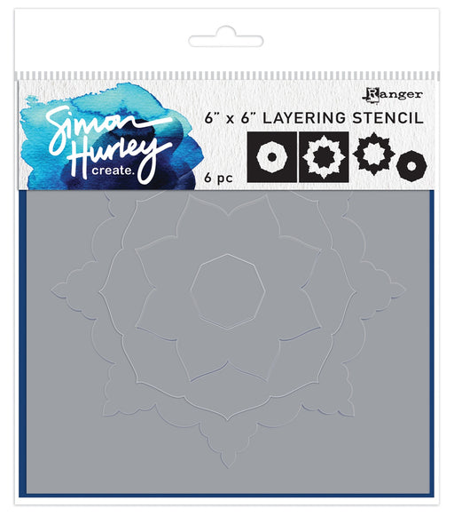 Simon Hurley create. Layering Stencil 6"X6"-Flowering Mandala
