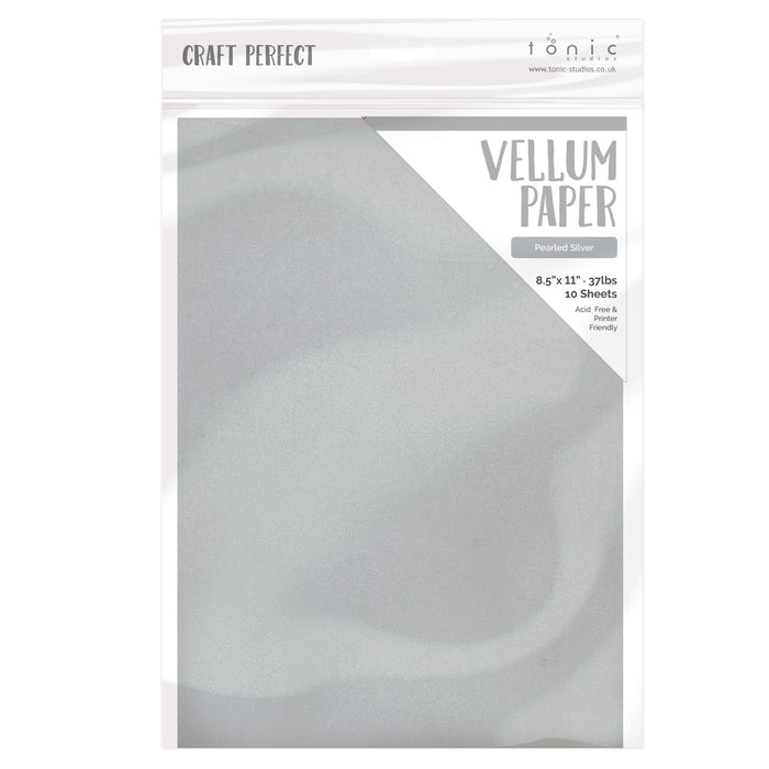 Craft Perfect Vellum Paper 8.5"X11" 10/Pkg-Pearled Silver