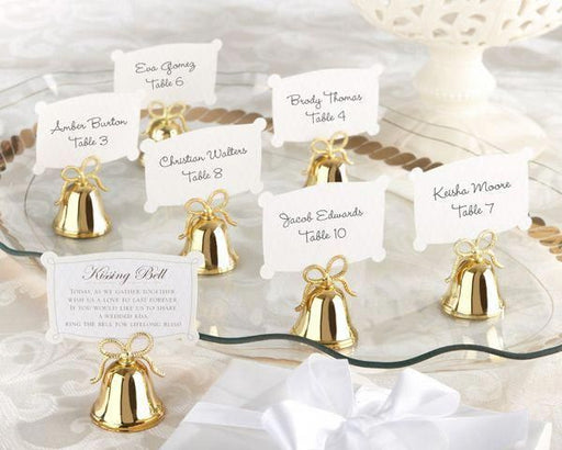 Kate Aspen - Place Card/Photo Holder - "Kissing Bell" - Gold