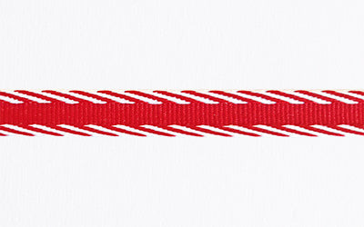 Petersham Ribbon - Diagonal Stripe Red and White (10mm x 1 Meter)