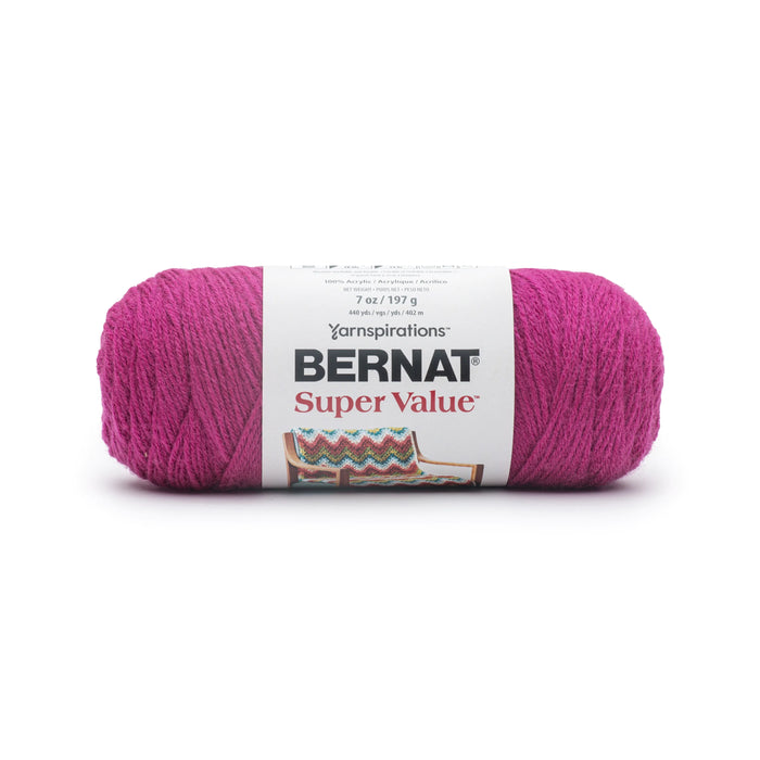 Bernat Super Value Solid Yarn-Raspberry