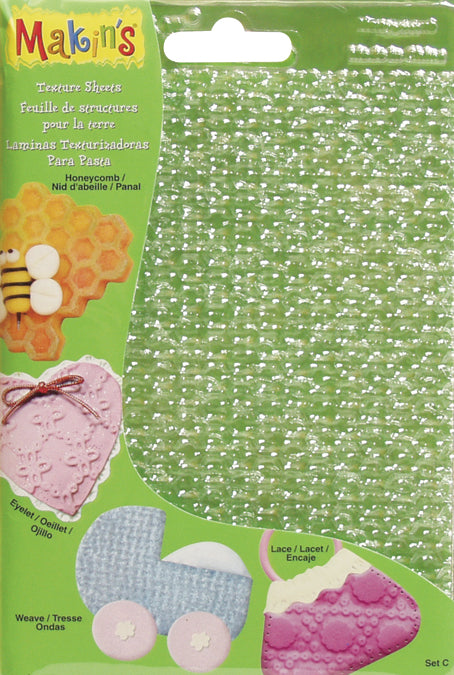 Makin's Clay Texture Sheets 7"X5.5" 4/Pkg-Set C (Honeycomb, Eyelet, Weave & Lace)