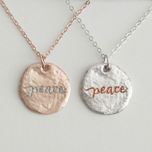 (In)Courage - Peace - Wear-One-Share-One Necklace Set (Rose Gold & Silver Tone)