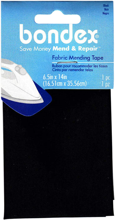 Bondex Iron-On Mending Fabric 6.5"X14"-Black