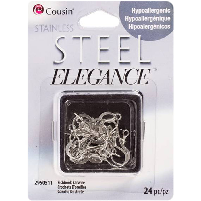 Cousin Stainless Steel Elegance Beads & Findings-Fishhook Earwires 24/Pkg