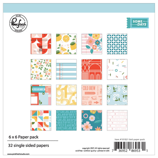 PinkFresh Studio Single-Sided Paper Pack 6"X6" 32/Pkg-Some Days, 16 Designs/2 Each
