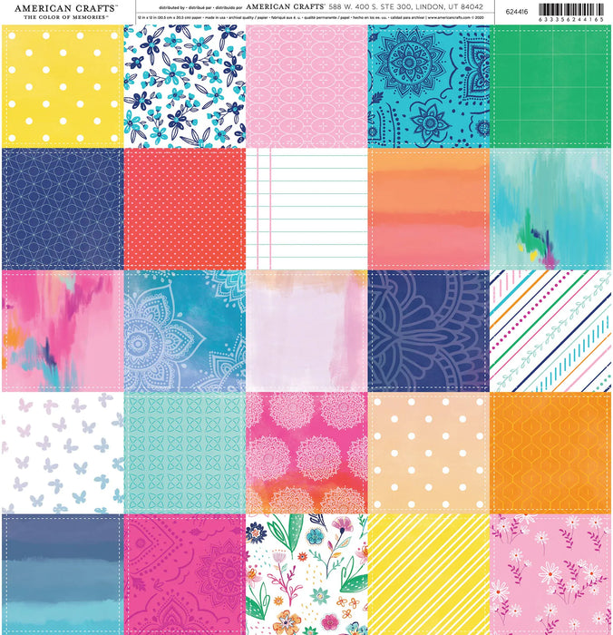 American Crafts Patterned Single-Sided Cardstock 12"X12"-Patchwork