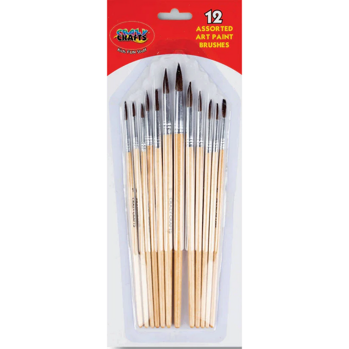 Crazy Crafts - Assorted Art Paint Brushes 12pcs