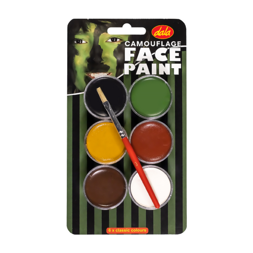 Dala face Paint Kit (6x10ml) With Brush - Camouflage