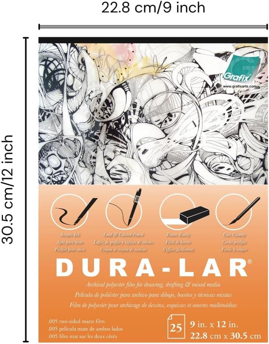 Grafix Dura-Lar Matte .005 Pad 9"X12" 25 Sheets