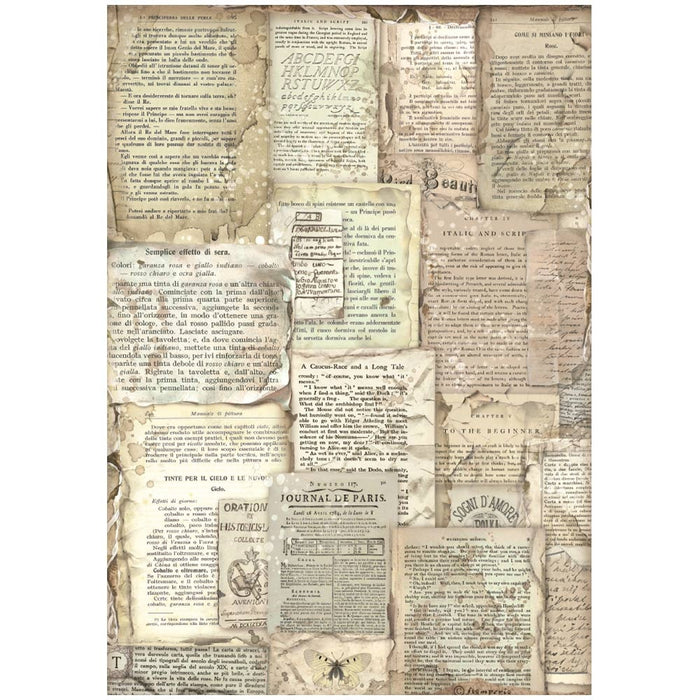 Stamperia Rice Paper Sheet A4-Vintage Library Book Pages