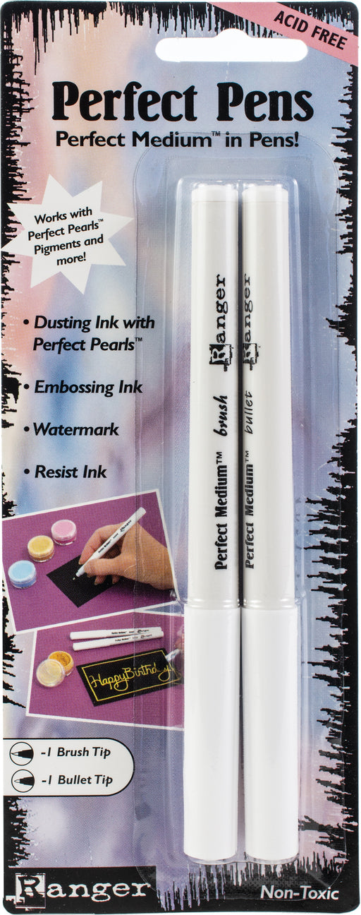 Ranger Perfect Medium Pen Set 2/Pkg-Clear, Bullet & Brush Tips