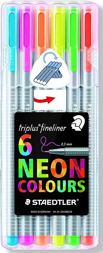 Staedtler - Neon Triplus Fineliner - 6pk with stand up box