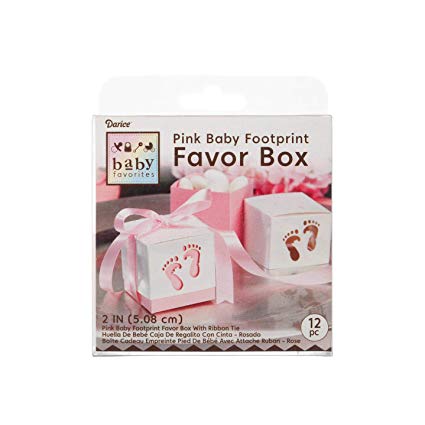 Darice – Favour Boxes – Baby Feet – Pink (Pack of 12)