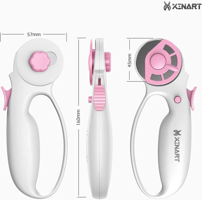 Xinart Rotary Cutter, 45 mm Size - Safety Lock Ergonomic Classic Comfort Loop - Pink