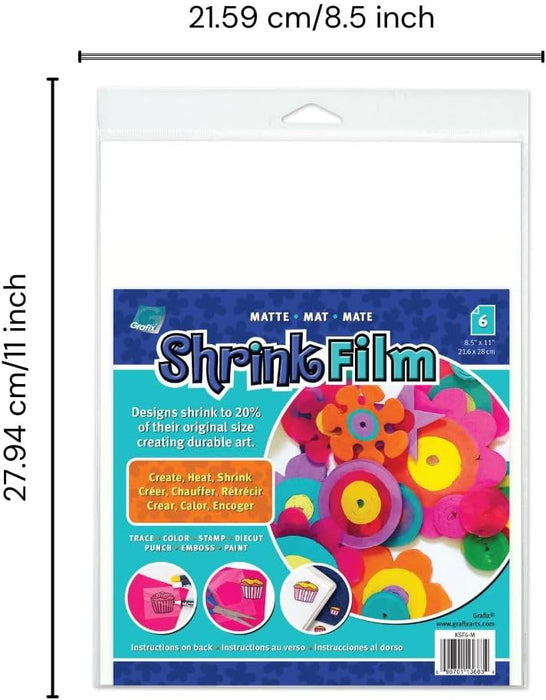 Grafix - Shrink Film 8.5"x11" 6/Pkg - Transparent Matte