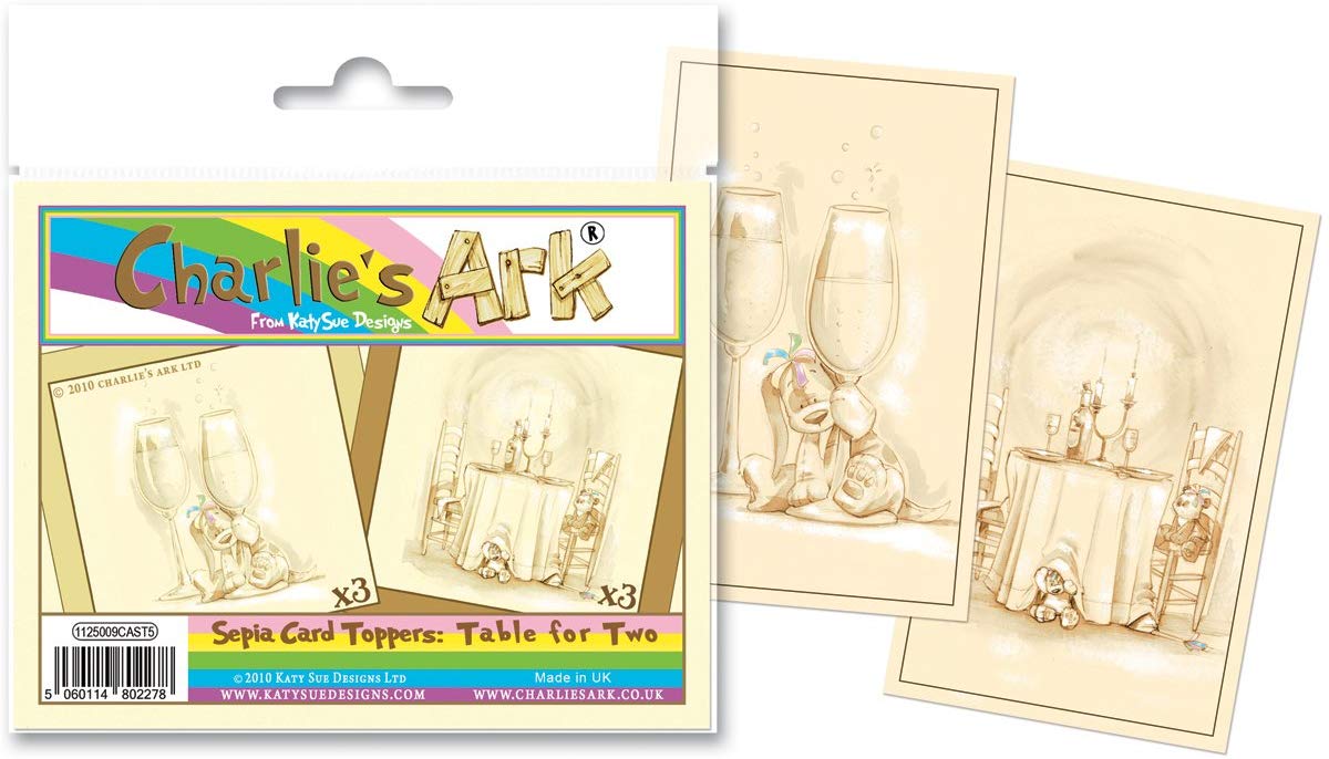 Katy Sue Designs - Charlie's Ark - Sepia Card Toppers - Table for Two