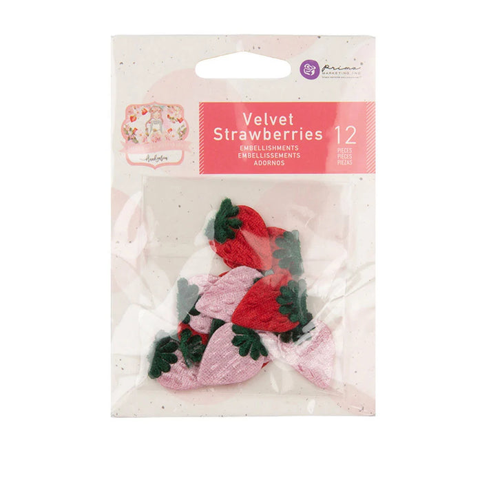 Prima Marketing - Velvet Strawberries 12pcs