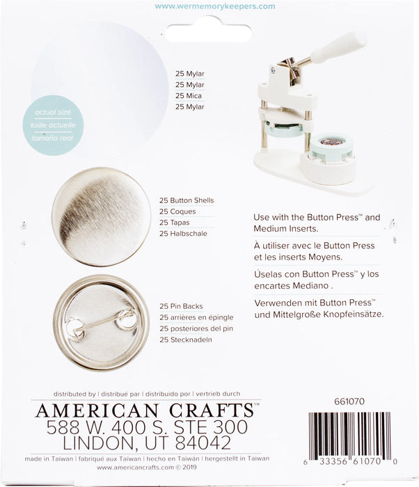 We R Memory Keepers - Button Press - Button Pieces Medium 25/Pkg 37mm