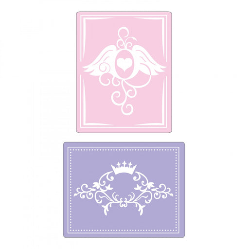 Sizzix - Embossing Folders 2PK - Crown Flourish & Heart Wings Set
