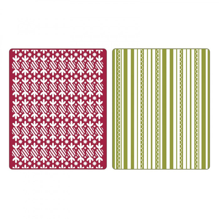 Sizzix - Embossing Folders - 2PK - Peppermint Twists & Scallops Set