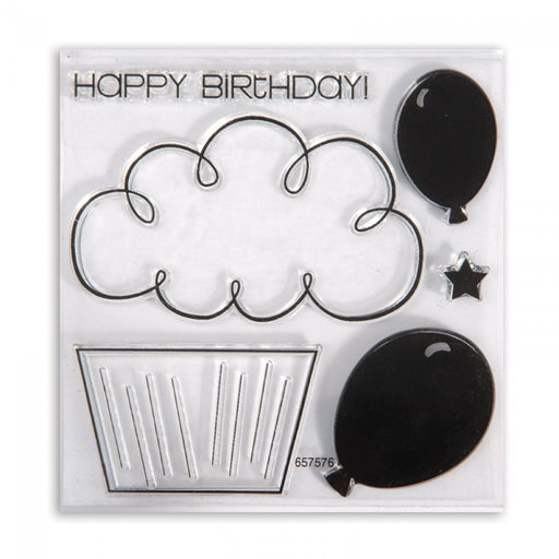 Sizzix - Framelits Die Set 7PK w/Stamps - Balloons & Cupcakes