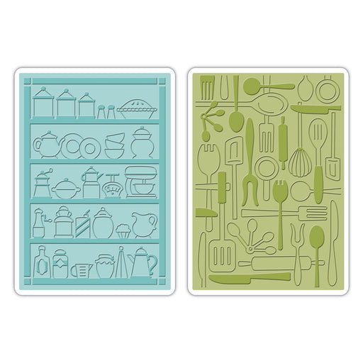Sizzix - Textured Impressions Embossing Folders 2PK - Retro Kitchen Set