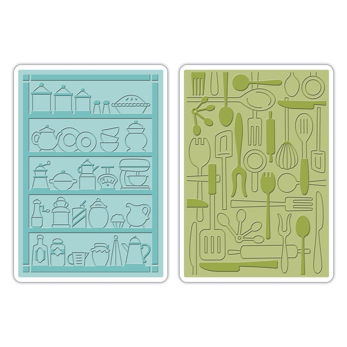 Sizzix - Textured Impressions Embossing Folders 2PK - Retro Kitchen Set