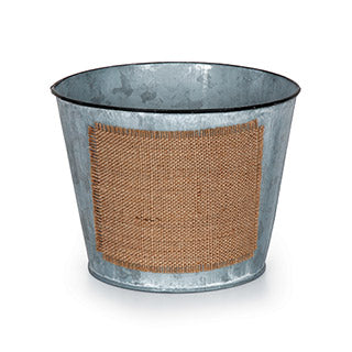 Darice - Metal Flower - Pot Planter with Burlap Label - 6.5 x 5.125 inches