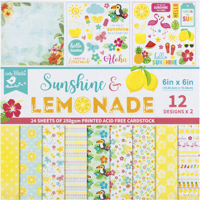 Little Birdie Cardstock Pack 6"X6" 24/Pkg Sunshine & Lemonade