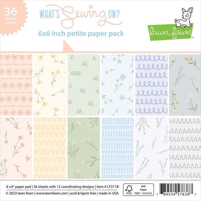 Lawn Fawn Single-Sided Petite Paper Pack 6"X6" 36/Pkg-What's Sewing On