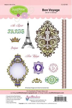 JustRite Papercraft - Cling Stamps 5.5"x8.5" - Bon Voyage