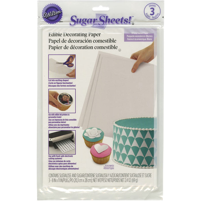 Wilton - Sugar Sheets 8"x11" 3/Pkg - White