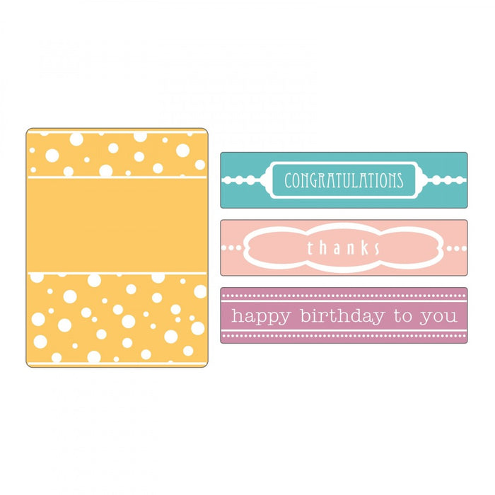 Sizzix - Embossing Folders - 4PK - Birthday, Congrats & Thanks Set