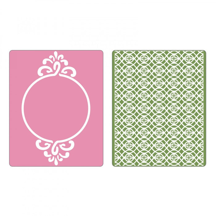 Sizzix - Textured Impressions Embossing Folders 2PK - Circle Frame & Sparkling Set