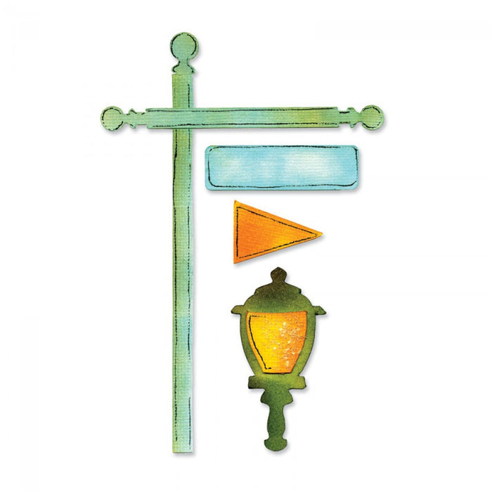 Sizzix - Sizzlits Decorative Strip Die - Flagpole w/Lantern & Sign