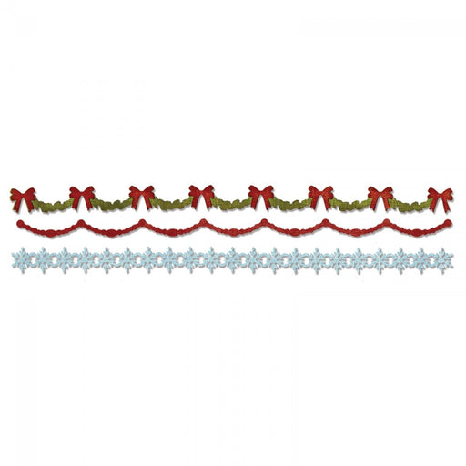 Sizzix - Sizzlits Decorative Strip Die - Holly, Beaded & Snowflake Garland