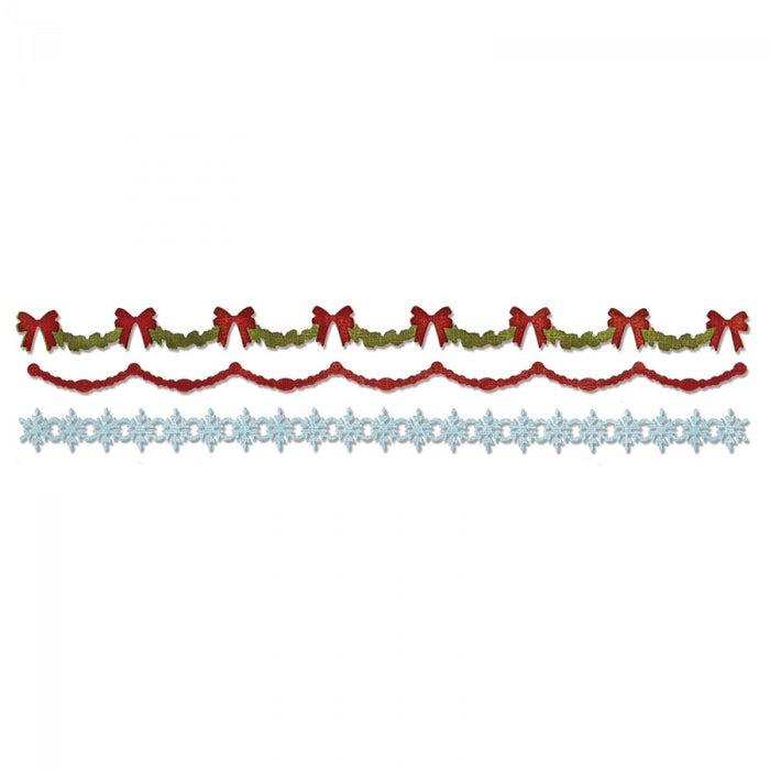 Sizzix - Sizzlits Decorative Strip Die - Holly, Beaded & Snowflake Garland