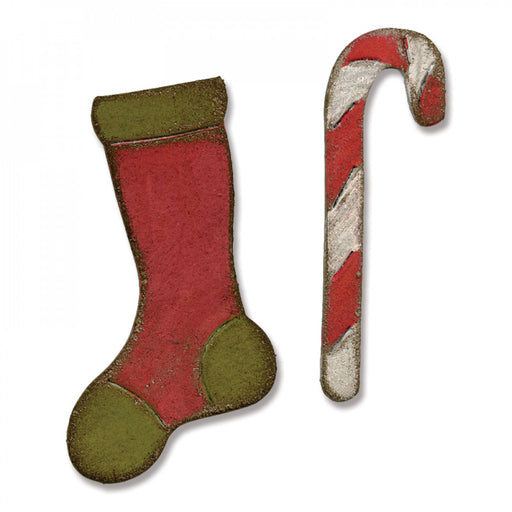 Sizzix - Movers & Shapers Magnetic Die Set 2PK - Mini Stocking & Candy Cane