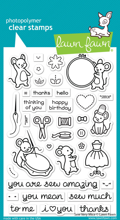 Lawn Fawn Clear Stamps 4"X6"-Sew Very Mice