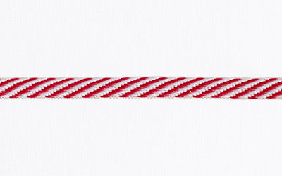 Petersham Ribbon - Diagonal Stripe - Red / White (6mm x 1 Meter)